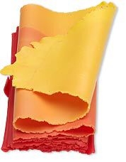 Rolled-out red and yellow clay folded on itself